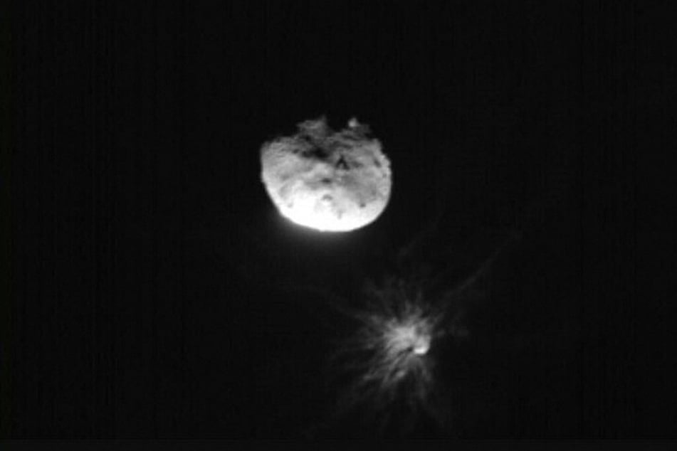 NASA's Double Asteroid Redirection Test mission just before its closest approach to the Dimorphos asteroid, on September 26, 2022.