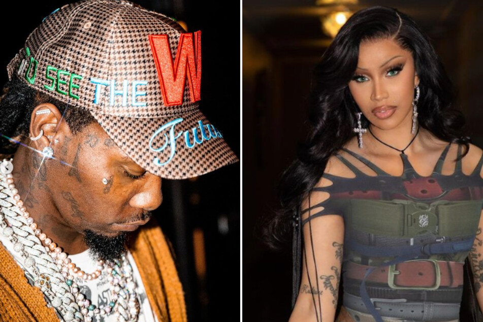 Cardi B (r.) said she and husband Offset were vibing on New Year's Eve, but denies they are back together.