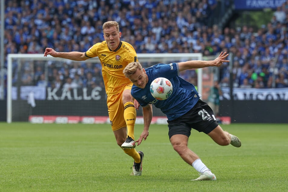 Ging als Kapitän voran: Dynamos Niklas Hauptmann (29, l.)