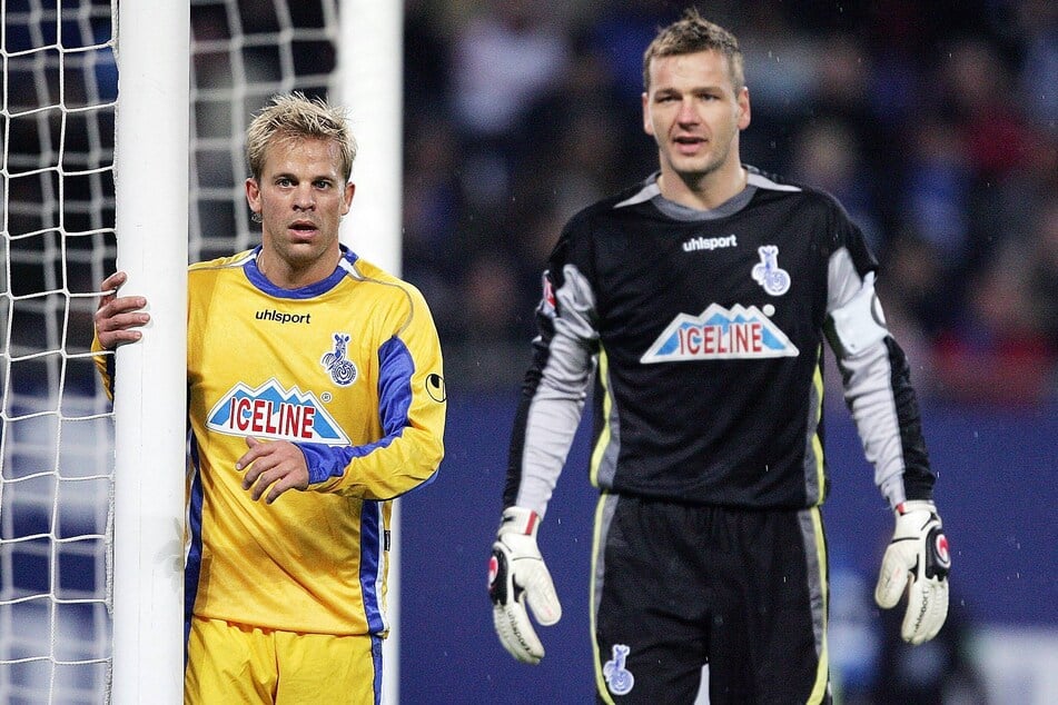Anfang (l.) und Koch (r.) standen für vier Vereine gemeinsam auf dem Rasen, darunter der MSV Duisburg.