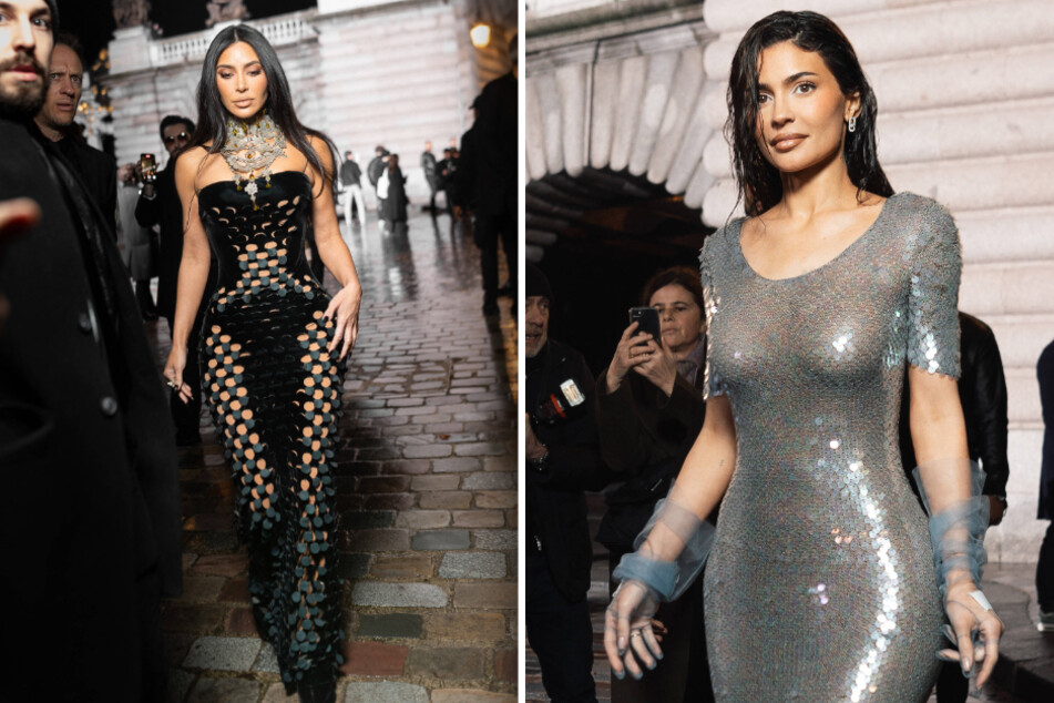 In der Modemetropole Paris setzte sich Kim Kardashian (43, l.) gekonnt in Szene. Und auch ihre Schwester Kylie funkelte als Maison-Margiela-Meerjungfrau.