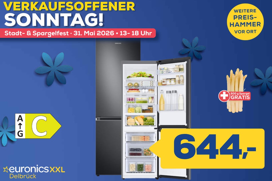 Samsung-Kühl-/Gefrierkombination RB34C602CB1 für 644 Euro (500 Gramm Spargel gratis).