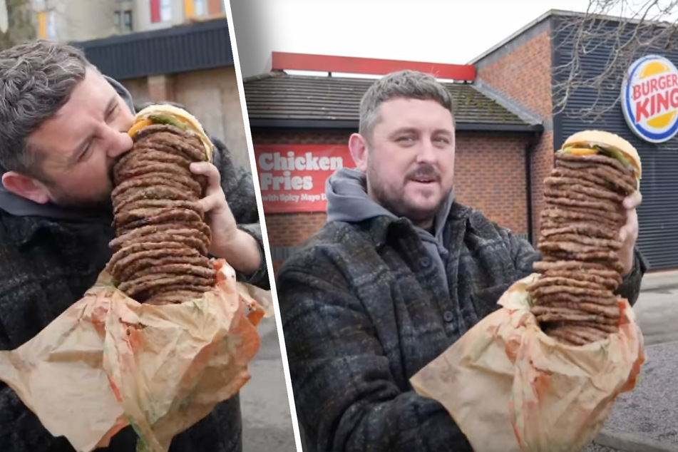 Craig Harker (36) gönnte sich den "größten Burger Großbritanniens" - einen Custom-Whopper mit 36 Pattys.