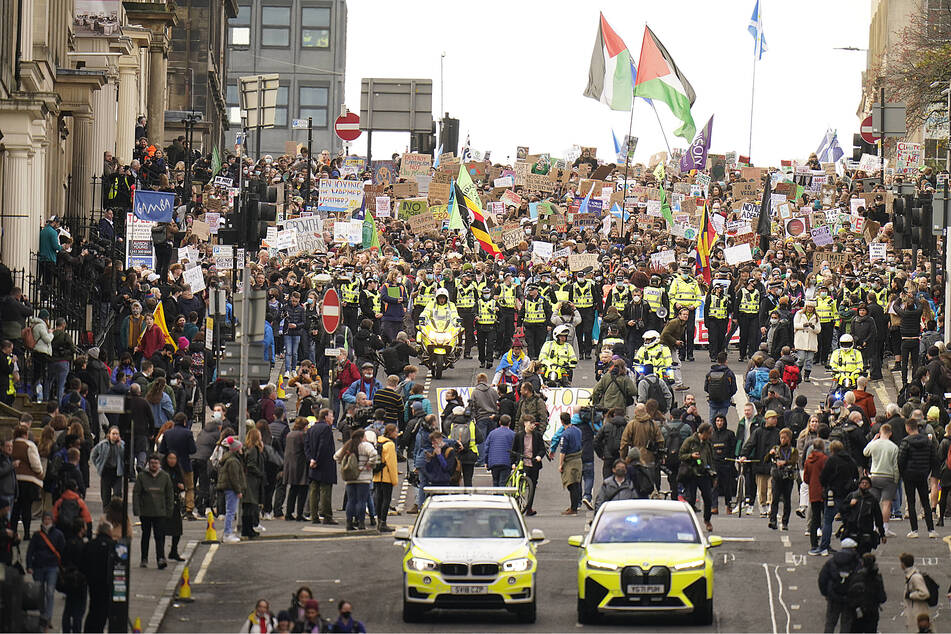 Demonstrators during the Fridays for Future Scotland march through Glasgow during the Cop26 summit