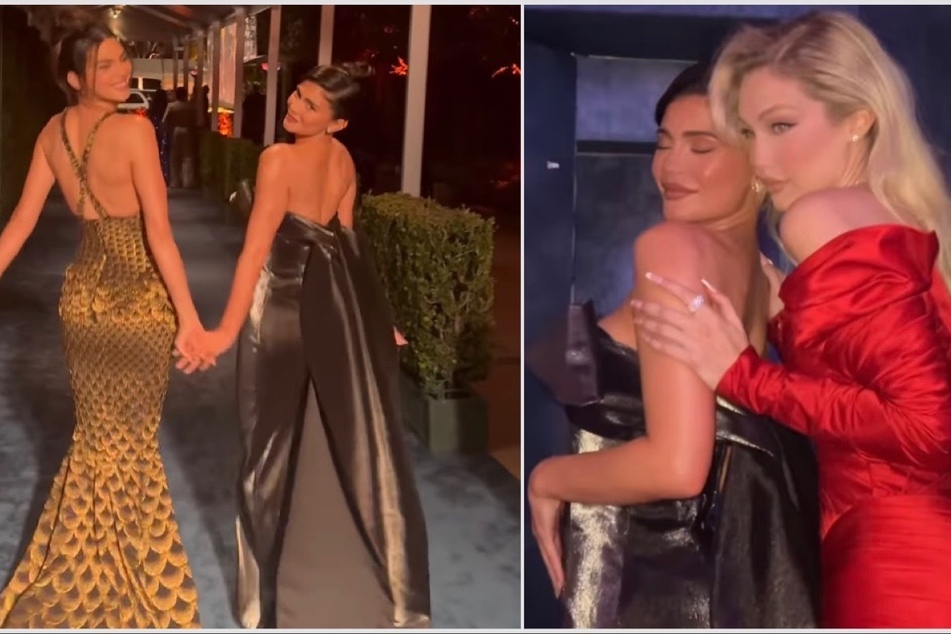 Kendall and Kylie Jenner partied with Gigi Hadid (r.) at Vanity Fair's annual post-Oscars event.