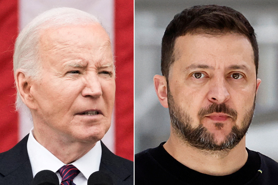 Ukrainian President Volodymyr Zelensky (r.) has said US President Joe Biden (l.) missing a planned peace summit in Switzerland would be the equivalent of giving Russian President Vladimir Putin a standing ovation.
