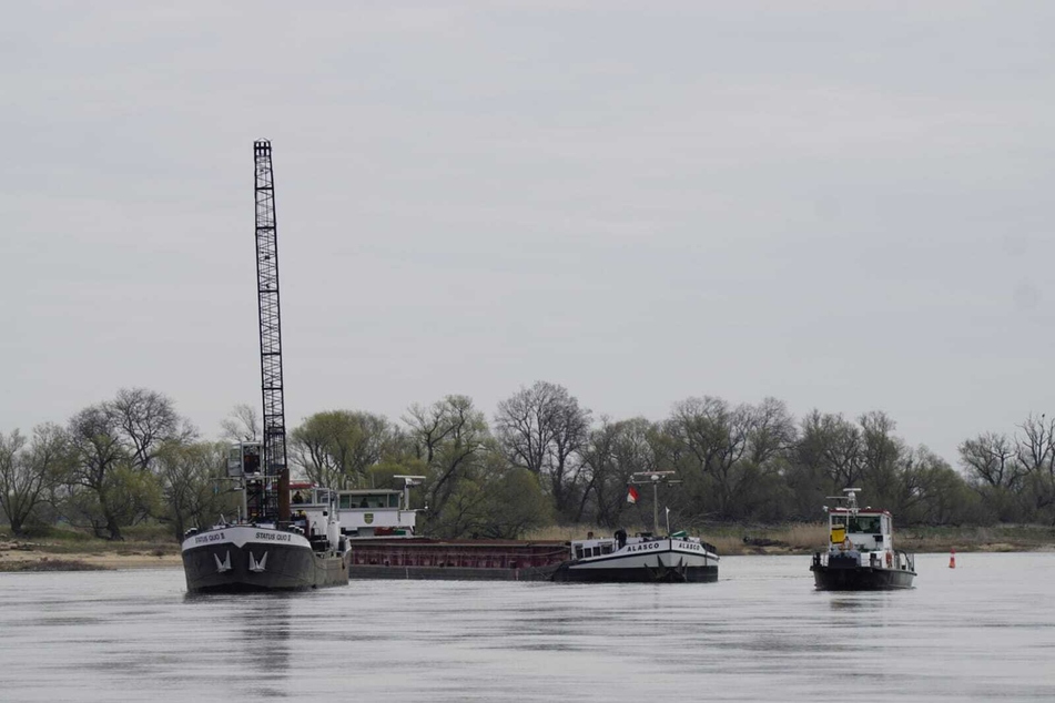 Mehrere Bergungsschiffe versuchen das Gütermotorschiff "Alasco" zu befreien.