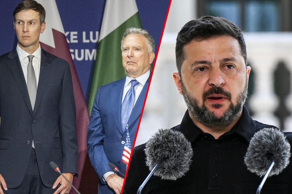 Ukrainian President Volodymyr Zelensky (r) spoke with US envoys Steve Witkoff and Jared Kushner (l) in the hopes of reviving stalled talks to end the war with Russia.