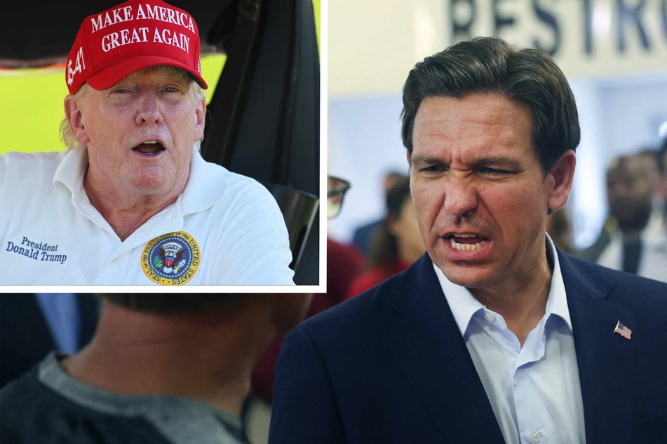 Ron DeSantis (r.) is trailing Donald Trump in polls for the Republican Party's presidential nomination by a wide margin.