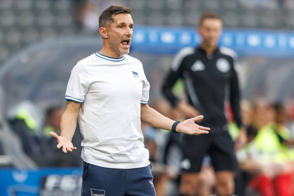 Hertha-Coach Stefan Leitl (48) ist mit dem Auftreten trotz zwischenzeitlicher verspielter 2:0-Führung seiner Mannschaft zufrieden.