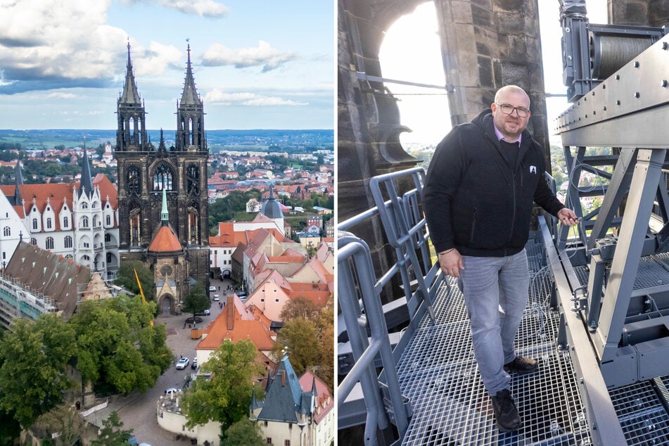 Baukran in 43 Metern Höhe soll Meißner Dom aufhübschen