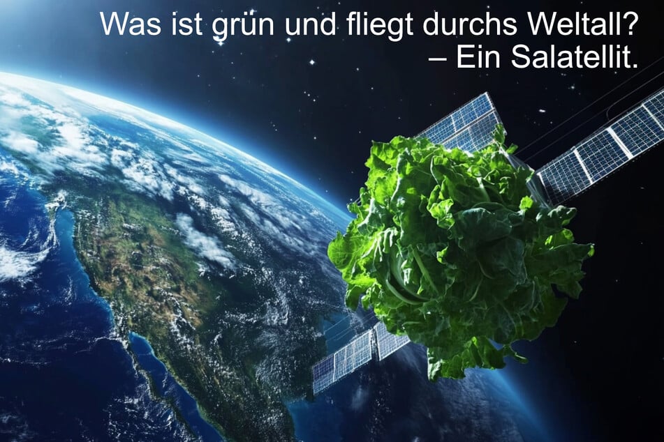 Was ist grün und fliegt durchs Weltall? Ein Salatellit.