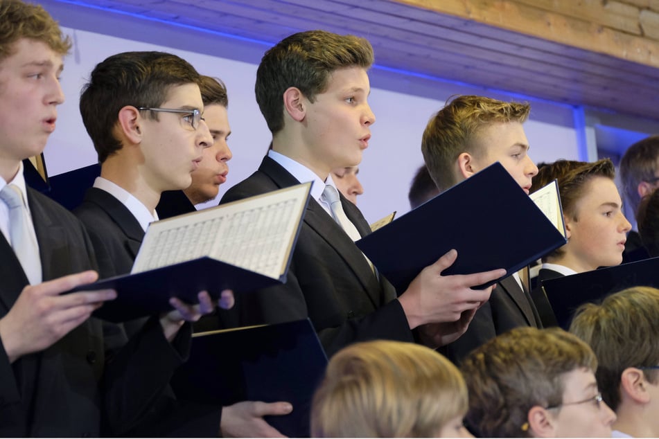Zehn Abiturienten des Kreuzchores umrahmen musikalisch das Vier-Gang-Dinner im Basteihotel.