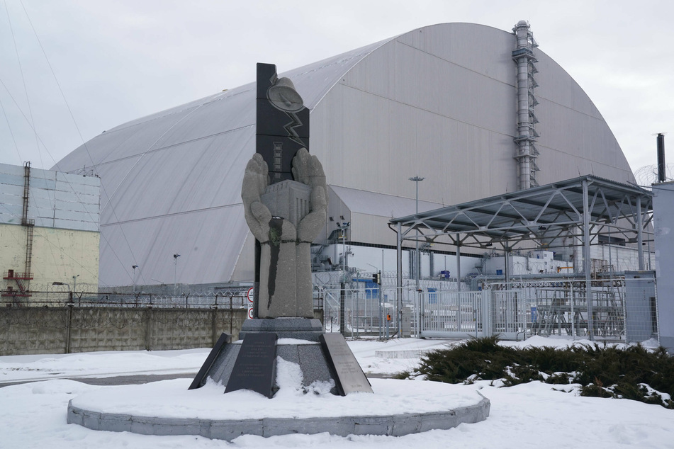 The confinement cover over the damaged reactor at the Chernobyl nuclear power plant.