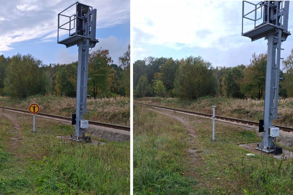 An der Bahnstrecke Görlitz-Cottbus wurde ein wichtiges Hinweisschild geklaut - richtig gefährlich, wie die Polizei warnt.