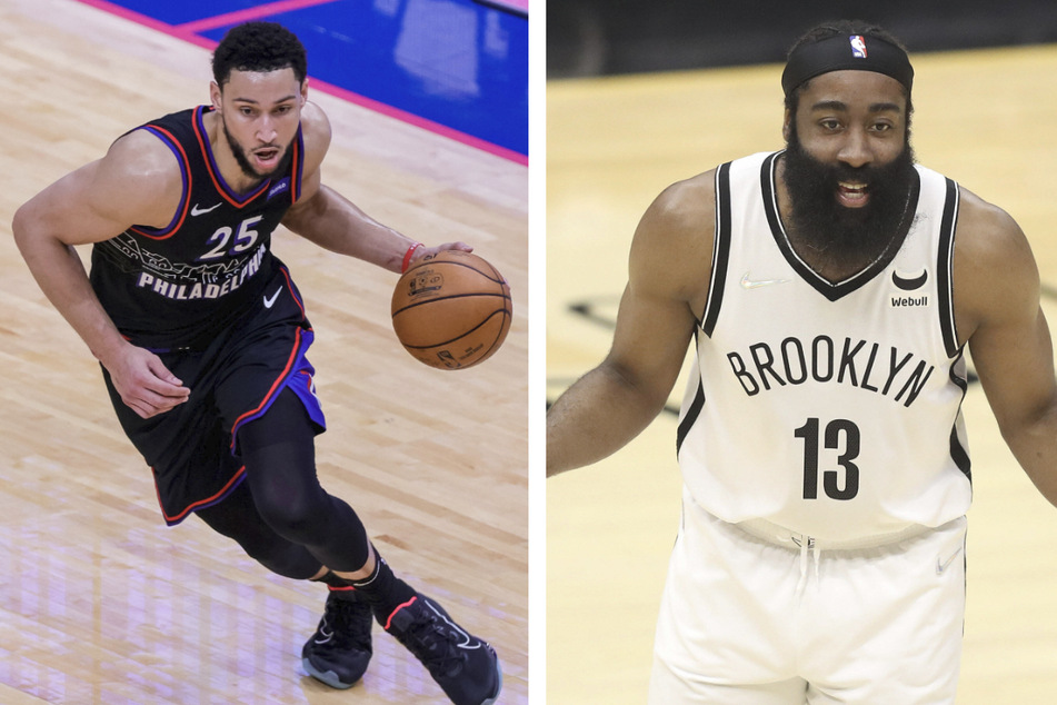 The massive trade deal will reportedly see Ben Simmons (l.) and James Harden (r.) swapping from Brooklyn to Philadelphia.