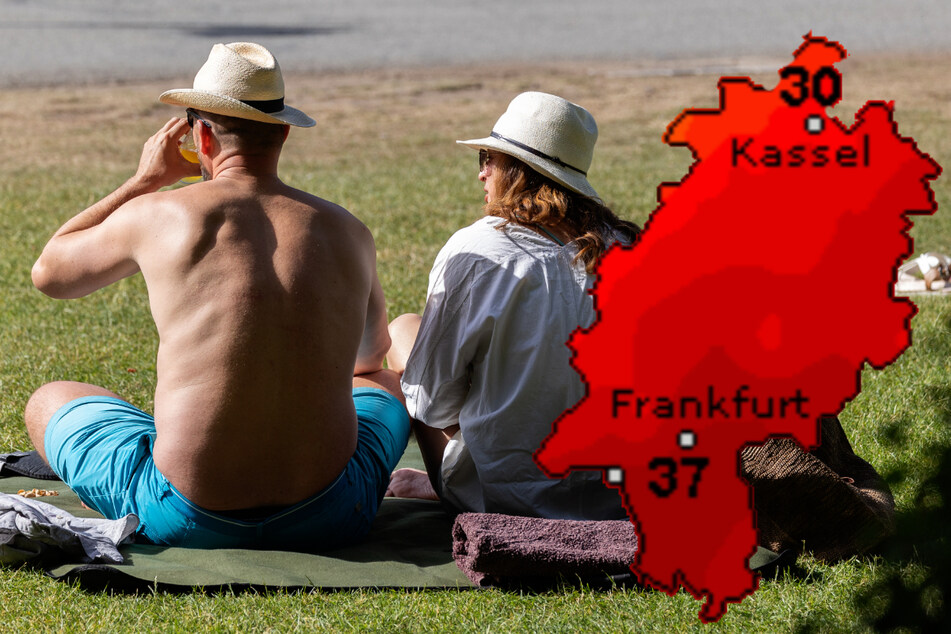 Hitze am Frankfurter Mainufer: Mit Höchsttemperaturen weit jenseits der 30 Grad ist es ab Montag erst einmal vorbei.