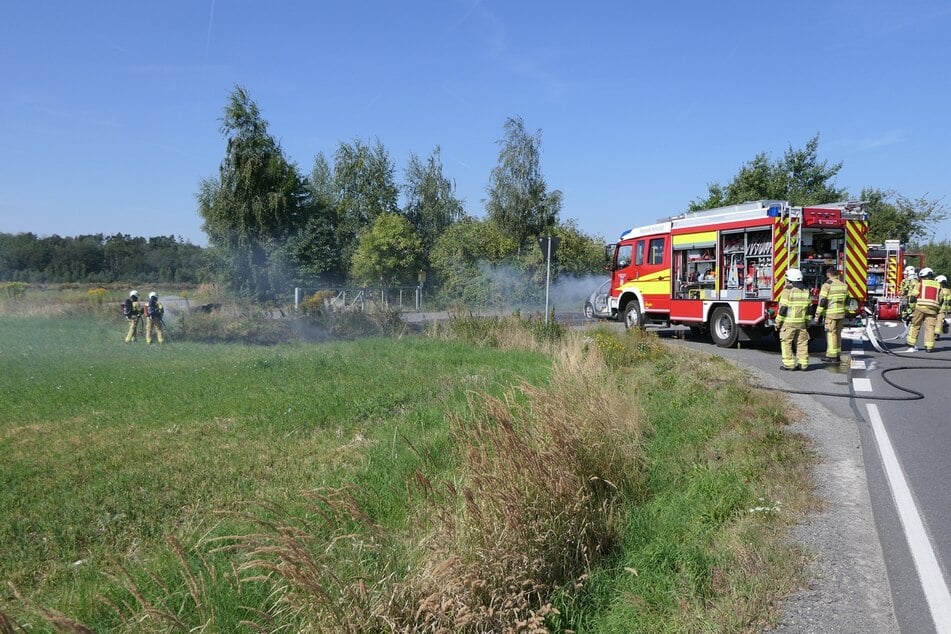 Die Feuerwehr musste außerdem den Seitenstreifen löschen, weil sich das Feuer auf die Pflanzen ausgebreitet hatte.