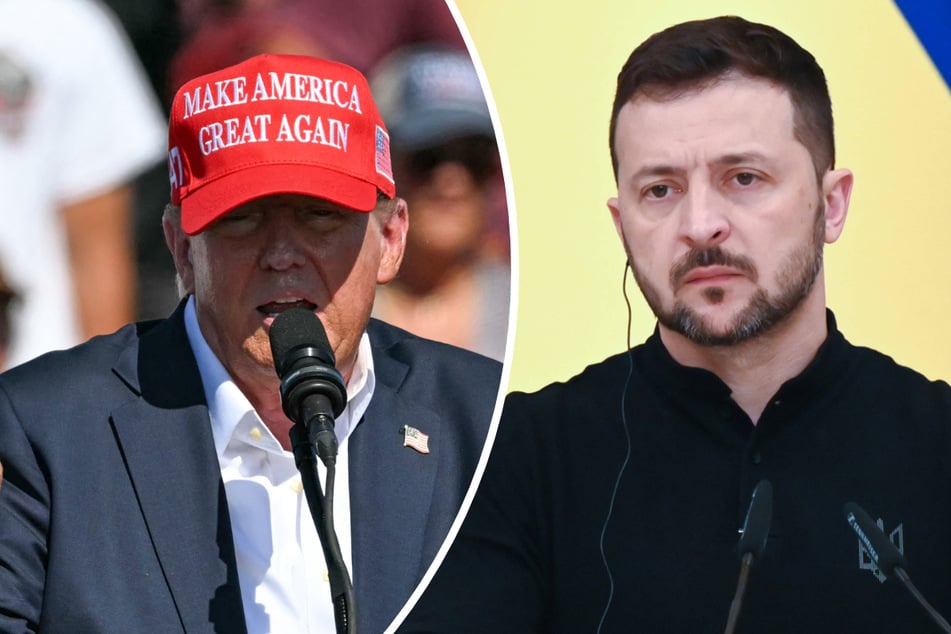 Ukrainian President Volodymyr Zelensky (r.) says he would like clarity from US presidential hopeful Donald Trump on how he intends to end Russia's war in Ukraine in just 24 hours.
