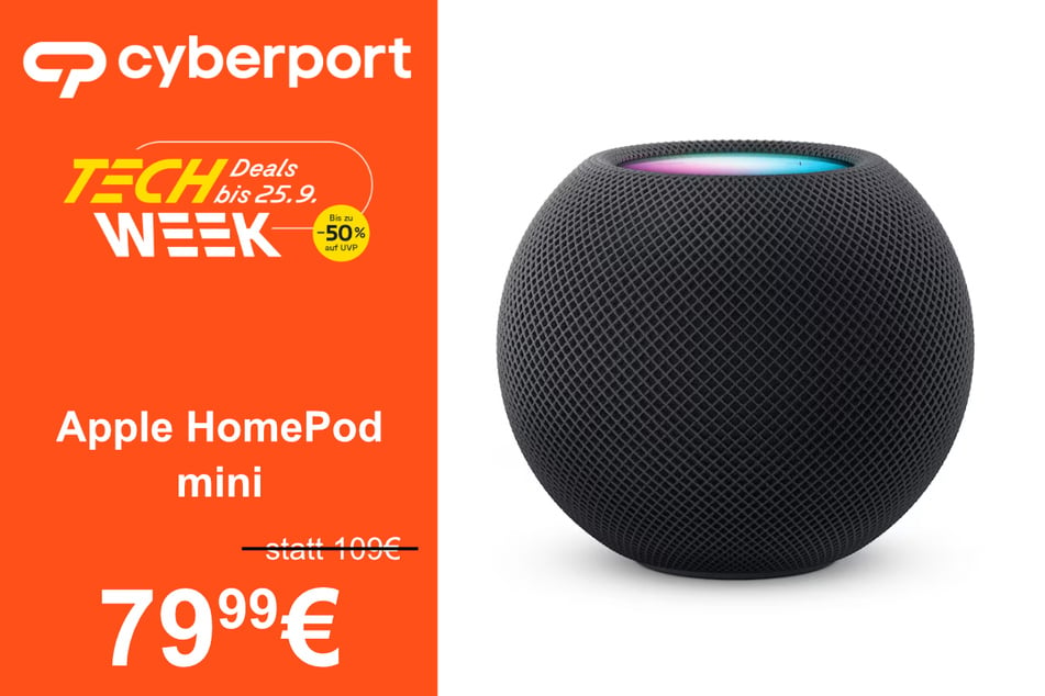 Apple HomePod mini spacegrau für 79,99 Euro.