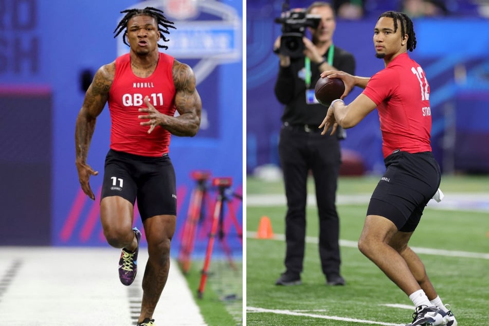 Anthony Richardson (l) and CJ Stroud respectively made serious arguments at the NFL Combine to be the No. 1 pick in the draft.