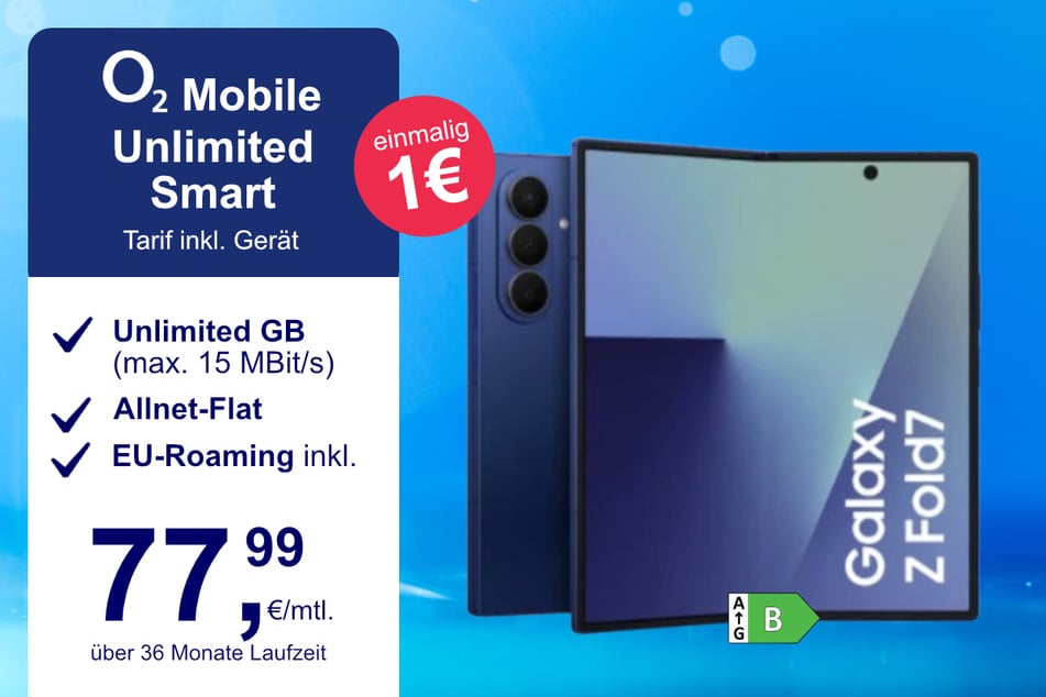 Das Samsung Galaxy Z Fold7 im o2 Mobile Unlimited Smart für einmalig 1 Euro.