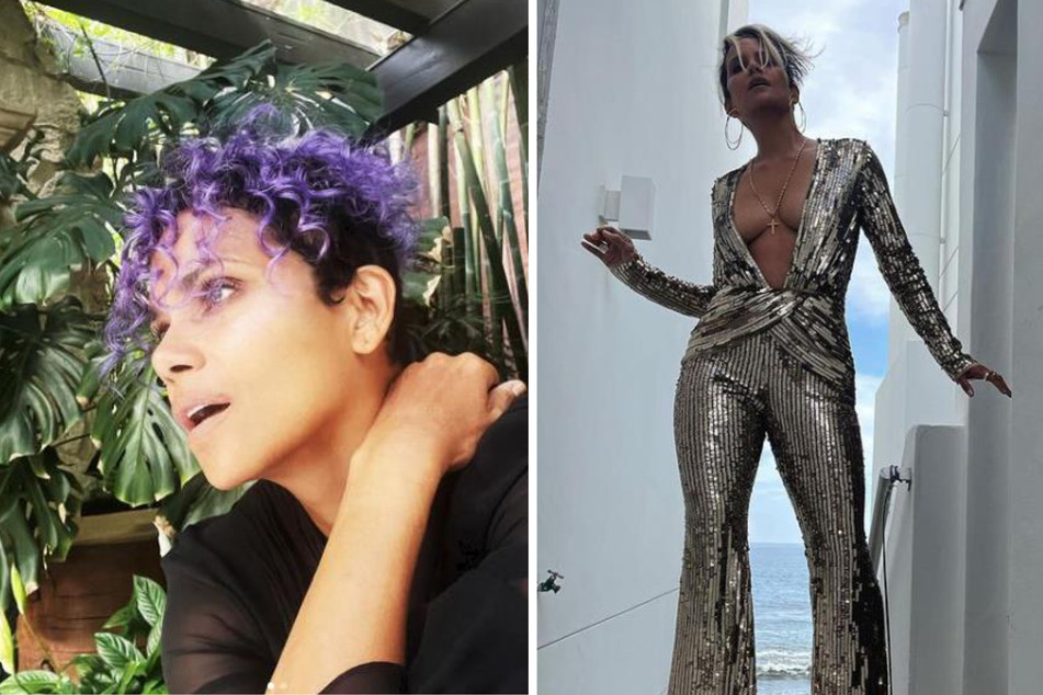 Halle Berry used to rock blonde locks. Now she's got purple curls.