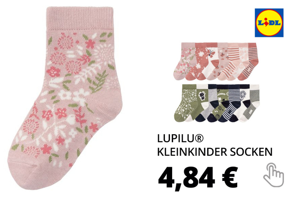 LUPILU® Kleinkinder Socken Mädchen, 7 Paar, mit Baumwolle und Elasthan