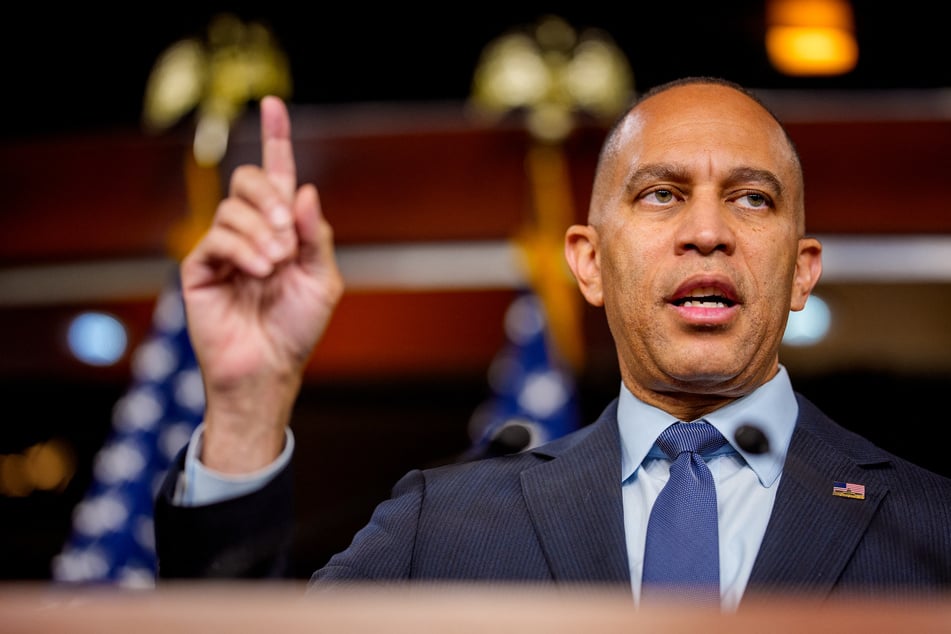 House Minority Leader Hakeem Jeffries (D-NY) speaks at a news conference on Capitol Hill on October 22, 2025 in Washington, DC.