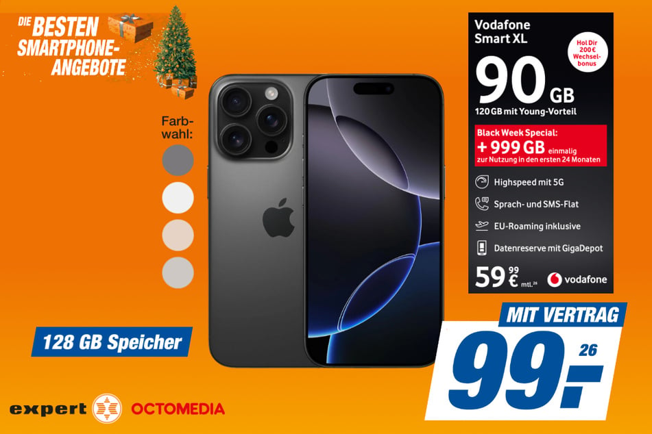 Apple iPhone 16 Pro für 99 Euro im Vertrag.