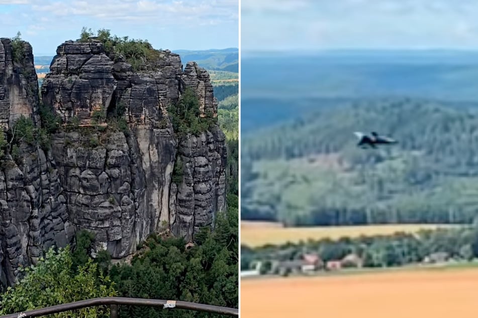 Wanderer Marc Alexander Kunze wurde bei seinem Ausflug zu den Schrammsteinen von einem Düsenjet überrascht.