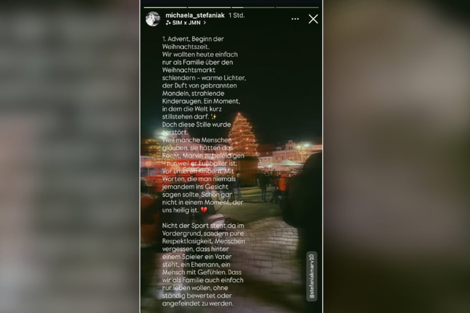 Spielerfrau Michaela Stefaniak machte die Beschimpfungen via Instagram publik.