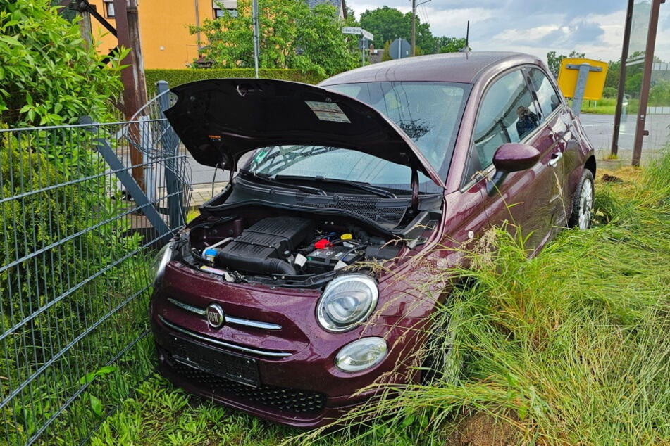 Der Fiat krachte gegen einen Zaun.