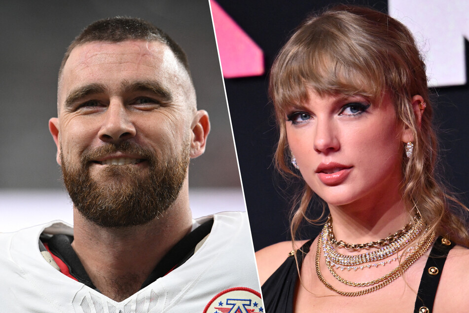 Taylor Swift (r) has reportedly settled into Travis Kelce's new Kansas City mansion as she begins her two-month break from The Eras Tour.