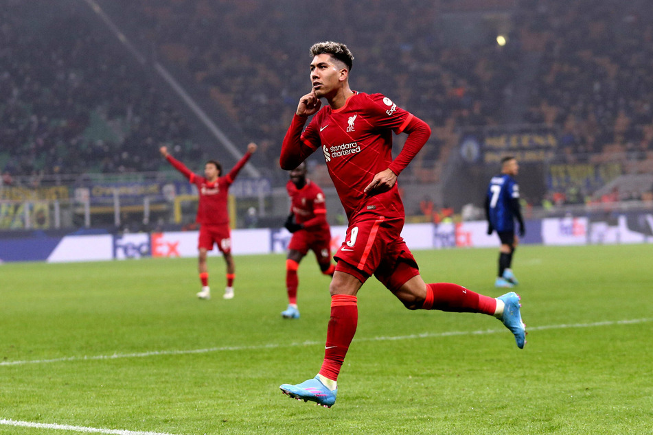Roberto Firmino takes off after scoring Liverpool's first goal against Inter.