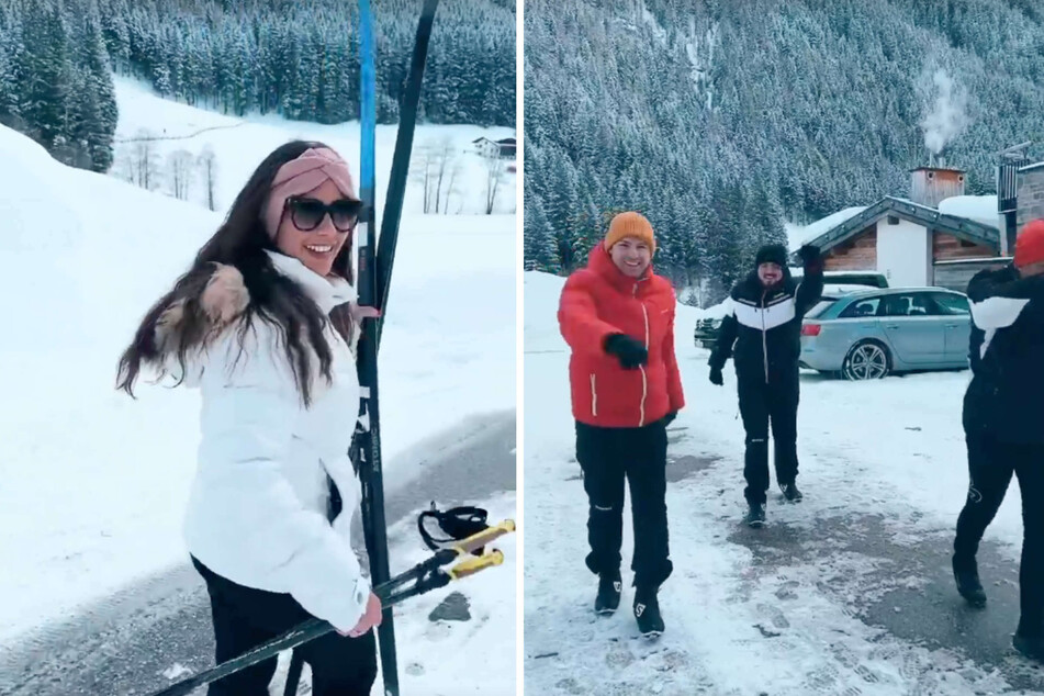 La cantante intentó esquiar a campo traviesa el sábado durante las vacaciones de su familia en Austria.