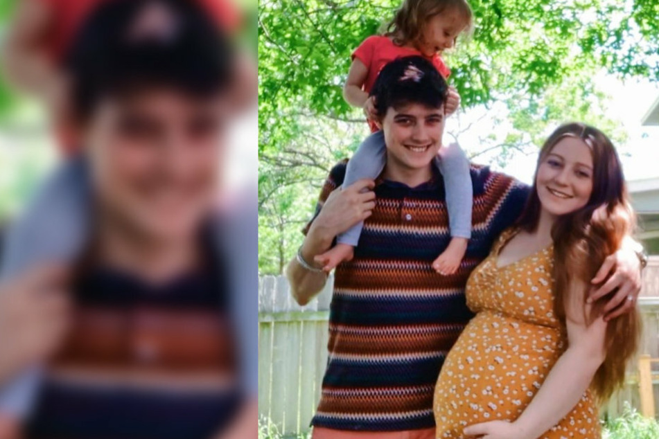 Happier times: Landon with pregnant wife Camryn and their little daughter.