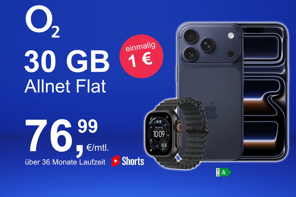 Bei o2 gibt's das iPhone 17 Pro Max jetzt mit Watch Ultra 3 im Bundle exklusiv für nur 1 Euro.