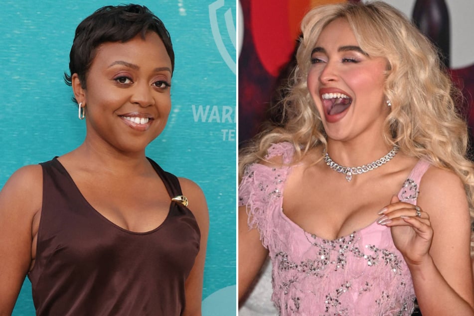 Sabrina Carpenter (r.) hilariously crashed Quinta Brunson's SNL opening monologue with a surprise song all about "shorties"!