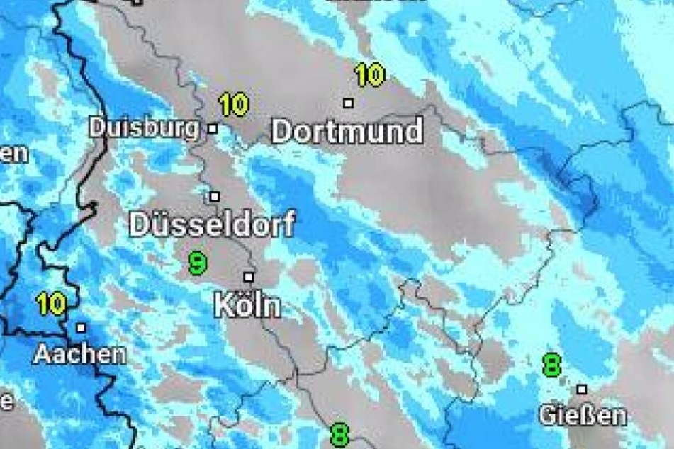 Der Blick auf die Wetterlage im südlichen Nordrhein-Westfalen am Freitagmorgen.
