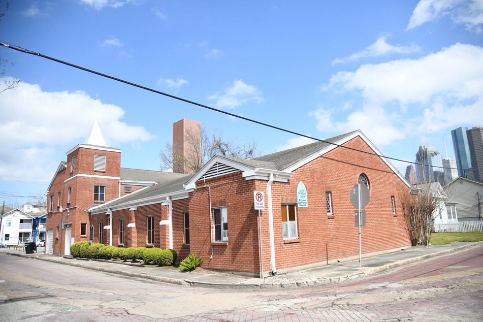Historic bricks line the streets in front of St. James United Methodist Church, the oldest church in Freedmen's Town.