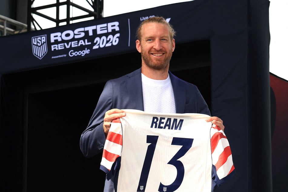 Tim Ream poses with his jersey during the announcement of the US Men's National Team's 2026 World Cup roster in New York on May 26, 2026.