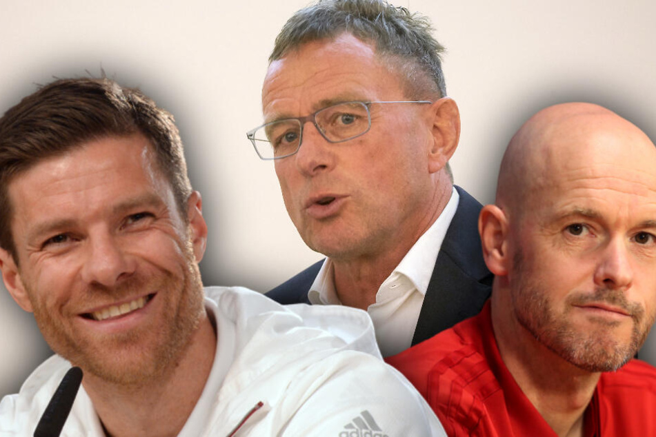 Xabi Alonso, Ralf Rangnick oder Erik ten Hag (l.-r.) könnten Trainer beim FC Bayern werden. (Bildmontage)