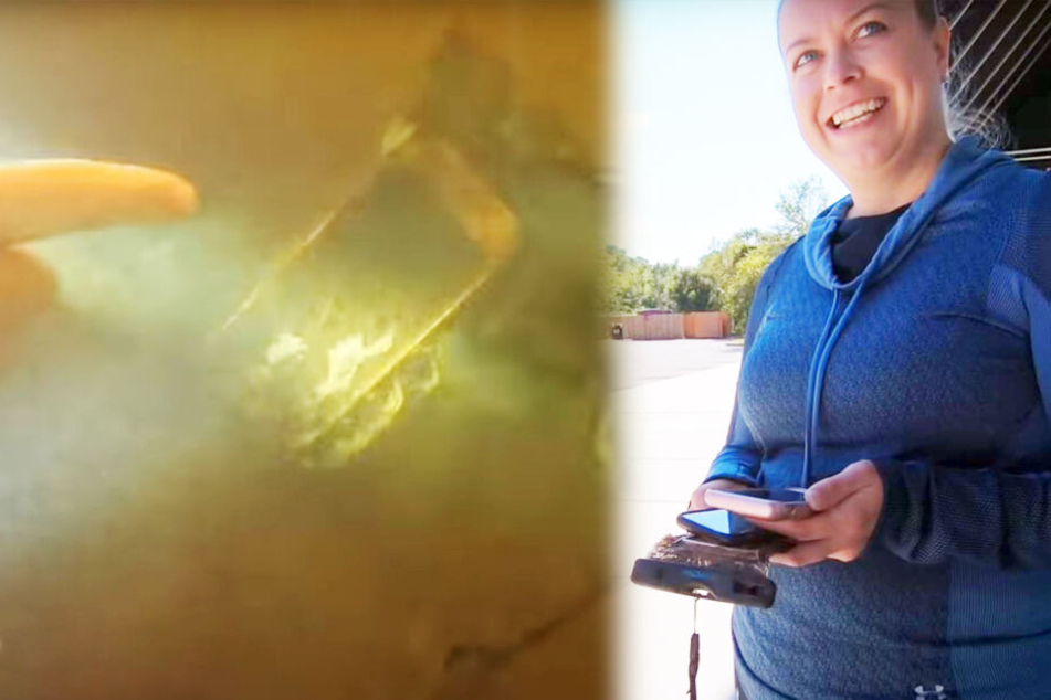 Im dreckigen Wasser überlebte das Telefon 15 Monate. Die Besitzerin freut es.
