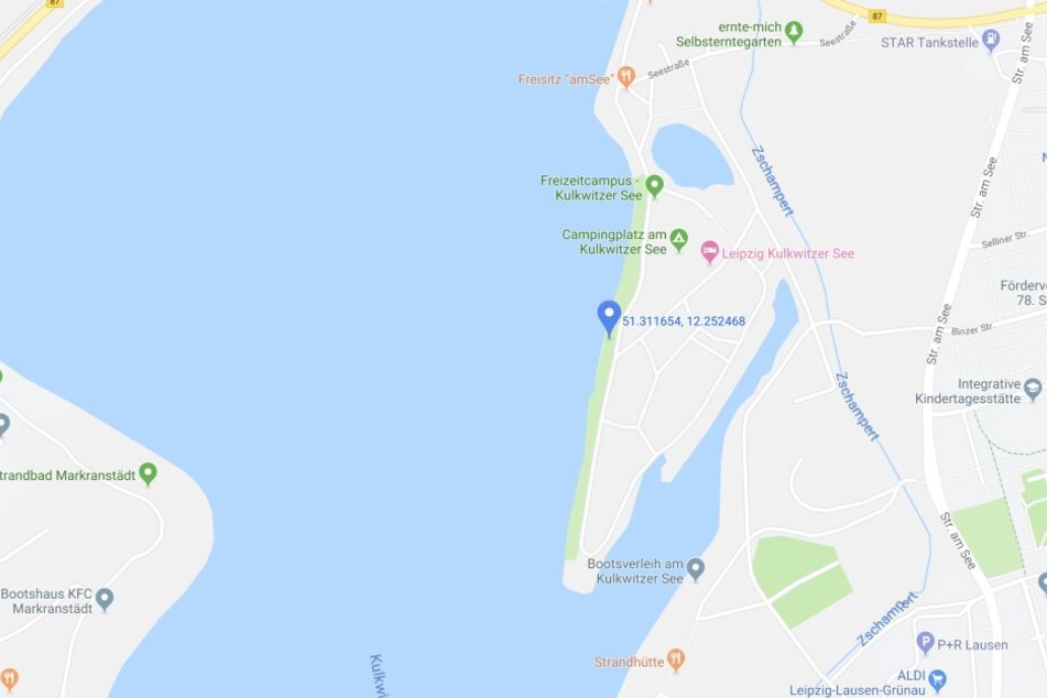 Am Ostufer des "Kulkis" (blaue Markierung) lief der Rettungseinsatz am Montagnachmittag.