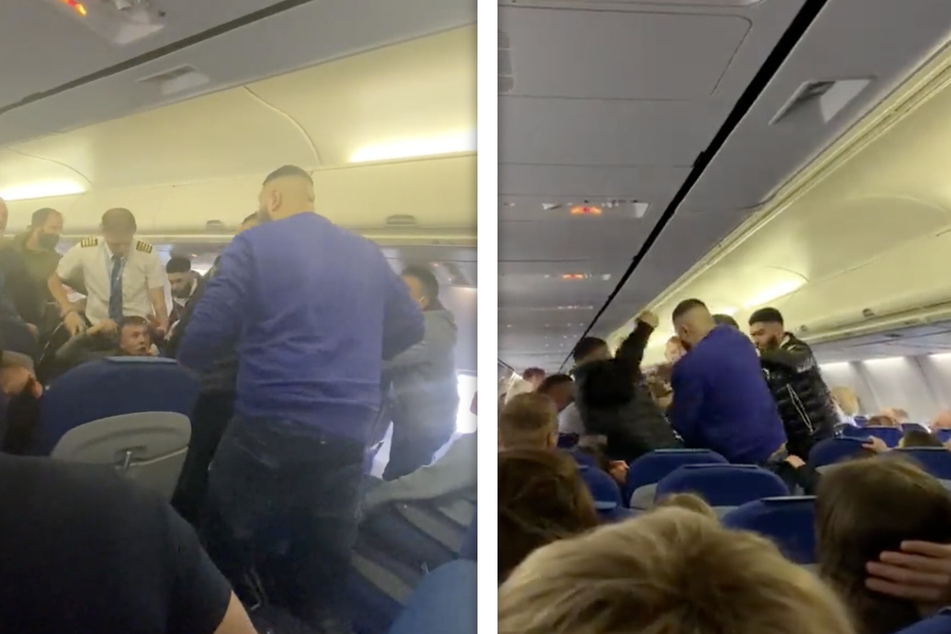 Brutales Chaos im Flugzeug! Sechs Passagiere prügeln heftig aufeinander ein