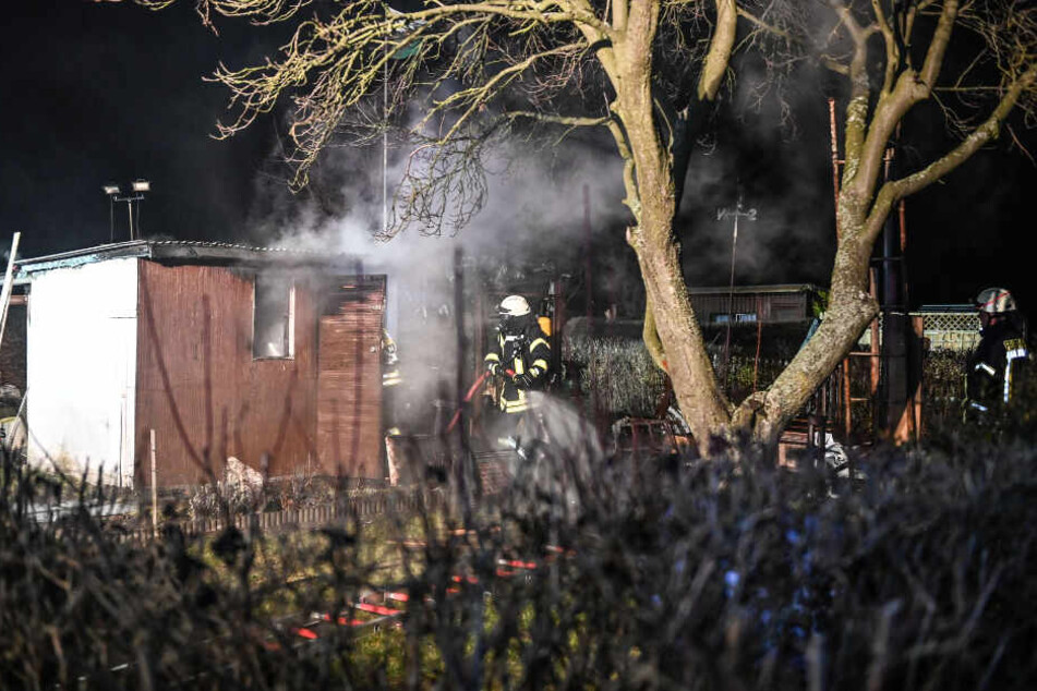 Die Gartenlaube in Eibau wurde durch das Feuer stark beschädigt.