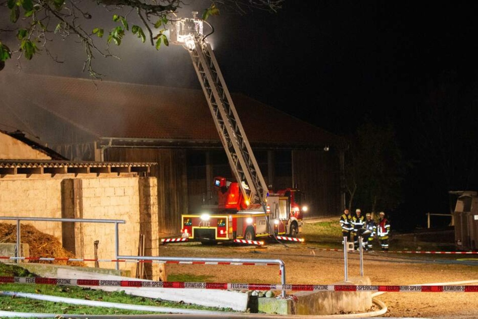 Die Flammen griffen schon auf eine angrenzende Reithalle über, als die Feuerwehr vor Ort eintraf.