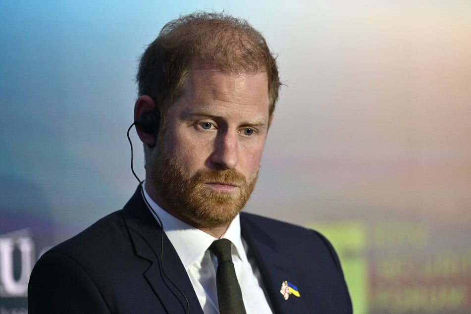 Britain's Prince Harry, Duke of Sussex, attends the Kyiv Security Forum , in Kyiv on Thursday.