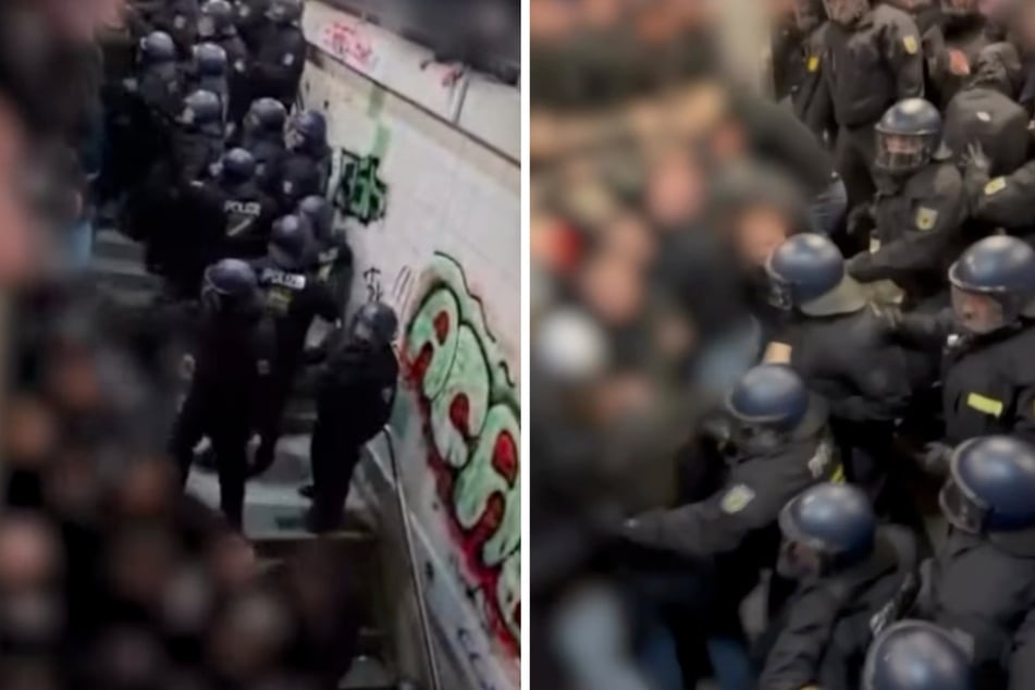 Videos der Fanhilfe Mönchengladbach sollen den Einsatz am S-Bahnhof in Merzenich zeigen.